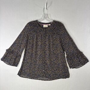 Maeve by Anthropologie Geometric Bell Sleeve Blouse – Romantic Boho Core Small